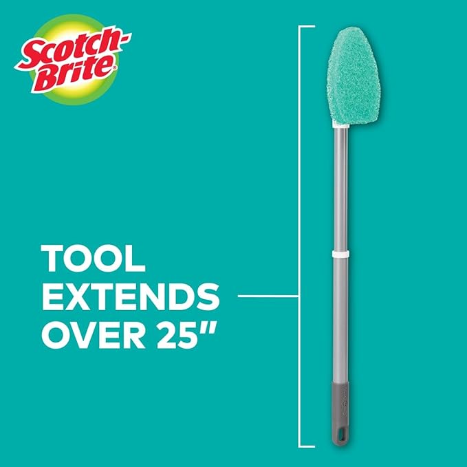 Scotch-Brite Extendable Tub & Tile Scrubber Kit, Includes 1 Handle and 3 Non-Scratch Scrubber Pads