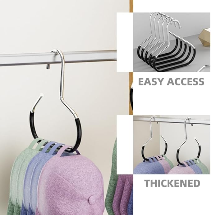 BESTOYARD 10 Pack Scarf Hat Hanger Organizer for Closet, Non-Slip Metal Ring Holder Rack, Heavy Duty Hooks for Scarves, Hijabs, Belts, Ties, Tank Tops