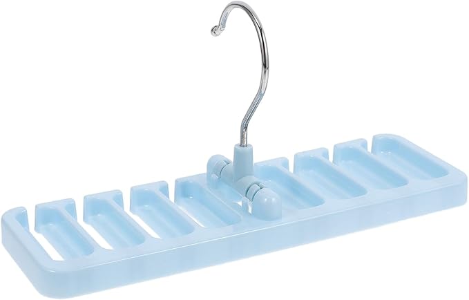 Housoutil Belt and Tie Hanger Rack Organizer for Closet, Small Sky-Blue Multifunctional Belt Holder with Scarf Storage, Space-Saving Accessory Organizer for Wardrobe