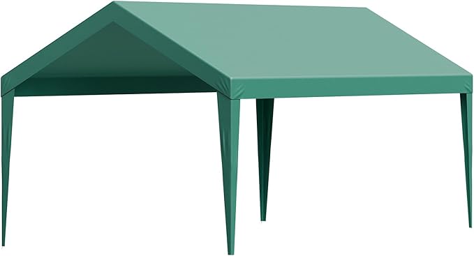 VEVOR Carport Replacement Canopy Cover, 10 x 20 ft Potable Garage Tent Top Tarp, UV-Resistant & Waterproof Car Shelter Tarp, Heavy Duty Car Port Cover with Ball Buggees, Dark Green, Frame Not Included