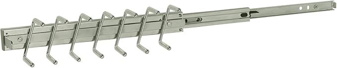ClosetMaid SuiteSymphony Tie, Belt or Jewelry Rack, Sliding Slide Out Closet Organizer, 14 Hooks, Wall Mount or Add On Accessory, Satin Nickel