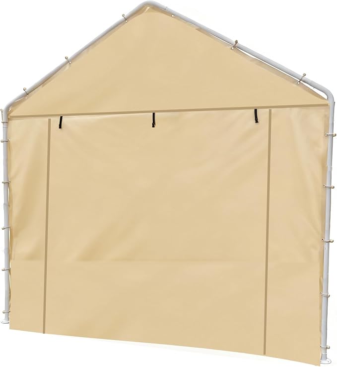 Rutile 10x20 Carport Replacement Sidewall, 180G PE Waterproof & UV Protected Sidewall Cover (Beige, Front/Back Panel)
