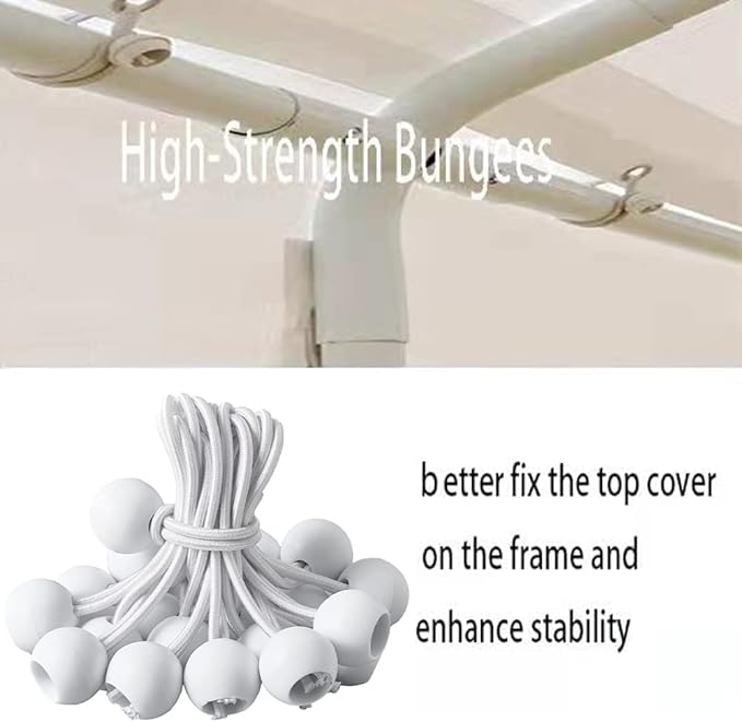 Rutile 10 x 20 Carport Replacement Cover, Heavy Duty Car Tarp Canopy Tent Replacement Top w/Ball Bungees Gray (Only Top Cover, Frame is not Included) (White, 10'x20')