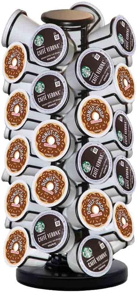 K Cup Holders,K Cup Holder, K Cups Holder,K Cup Carousel, Coffee Pods Holder Storage Organizer Stand,No Assembly Required,Black (Holds 40 Pods/Heavy Duty Base)