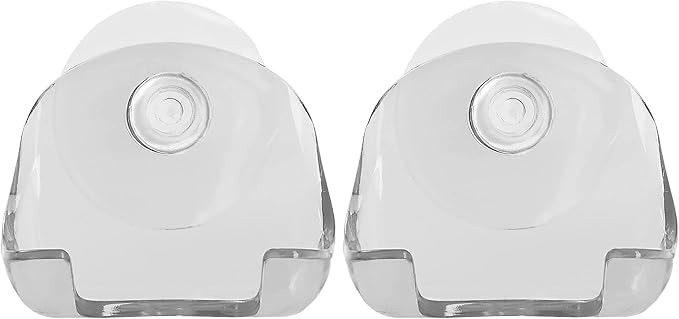 kwmobile 2x Razor Holder with Suction Cup - Self-Adhesive Shaver Wall Mount - Bathroom Organizer for Glass and Tiles - Transparent
