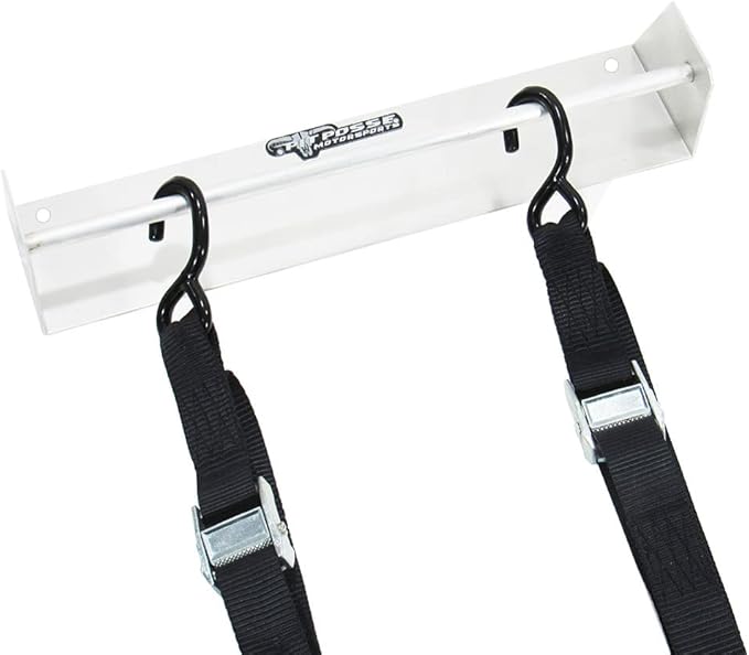 Pit Posse 464 Tie Down Hanger Holder Aluminum Rack - Made in USA - Wall Mounted for Enclosed Race Trailer Garage Shop Storage Organizer- Holds Tie Downs, Ratchet Straps, Bungee Cords (Silver)