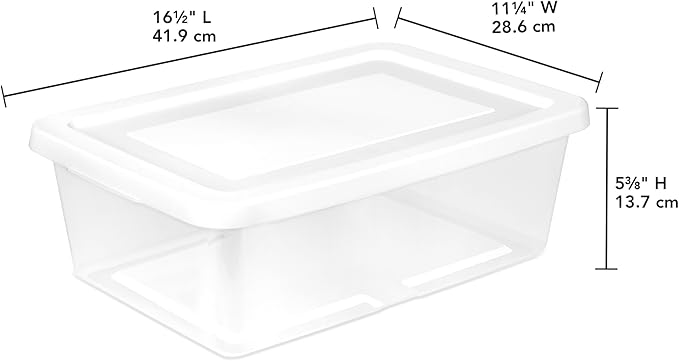 Sterilite 36 Pack Storage Box, 12 Quart Stackable Tote, Clear Plastic Container with Secure Snapping Lids for Home and Office Organization, White