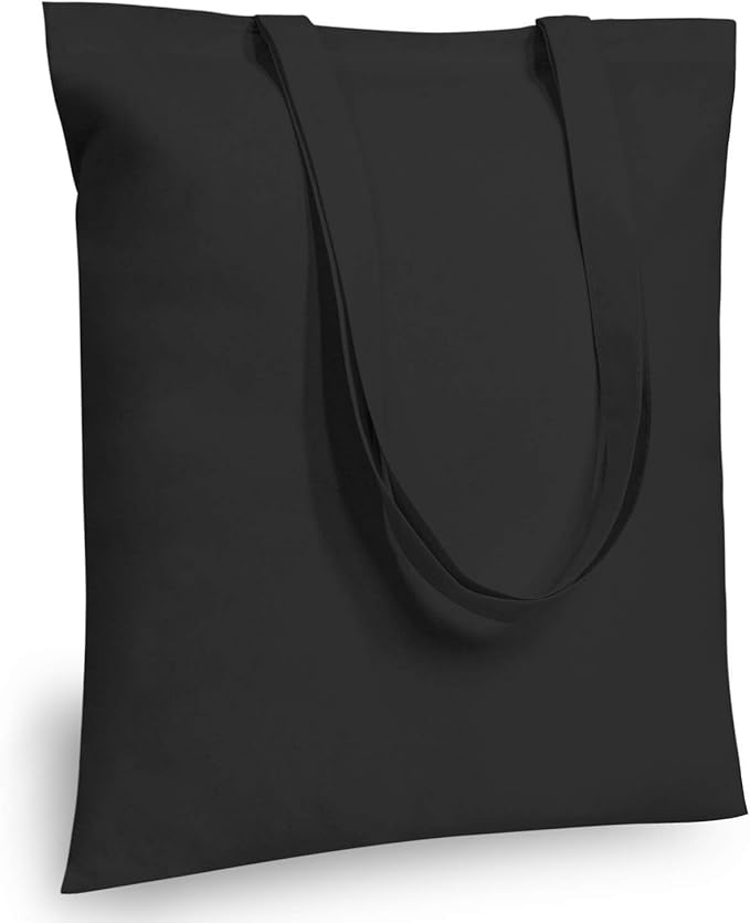 TOPDesign 24-Pack Economical 16"x15" Black Cotton Tote Bag, Lightweight Medium Reusable Grocery Shopping Cloth Bags, Suitable for DIY, Advertising, Promotion, Gift, Activity