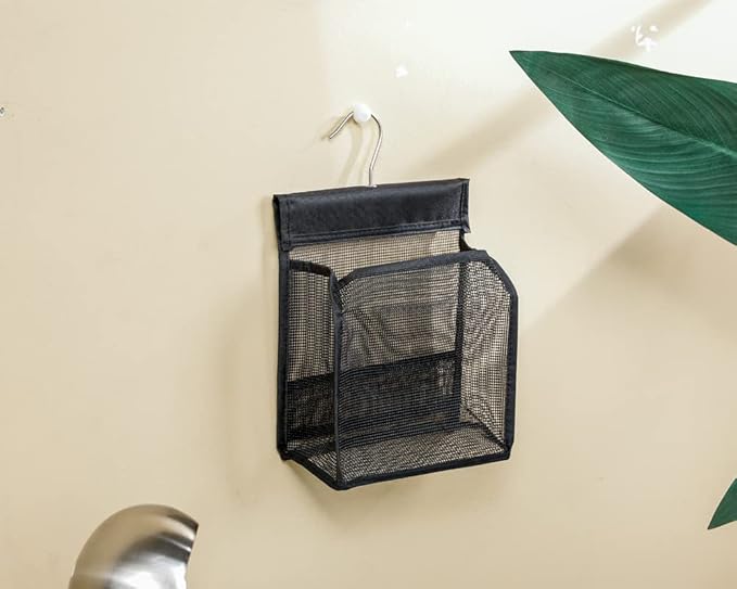 ALYER Hanging Mesh Shower Caddy Organizer Bathroom Storage Bag with Hooks for Camper, Gym, Cruise, Cabin, College Dorm Shower, Swimming and RV,Black