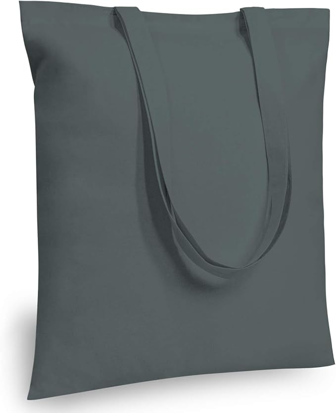 TOPDesign 24-Pack Economical 16"x15" Grey Cotton Tote Bag, Lightweight Medium Reusable Grocery Shopping Cloth Bags, Suitable for DIY, Advertising, Promotion, Gift, Activity