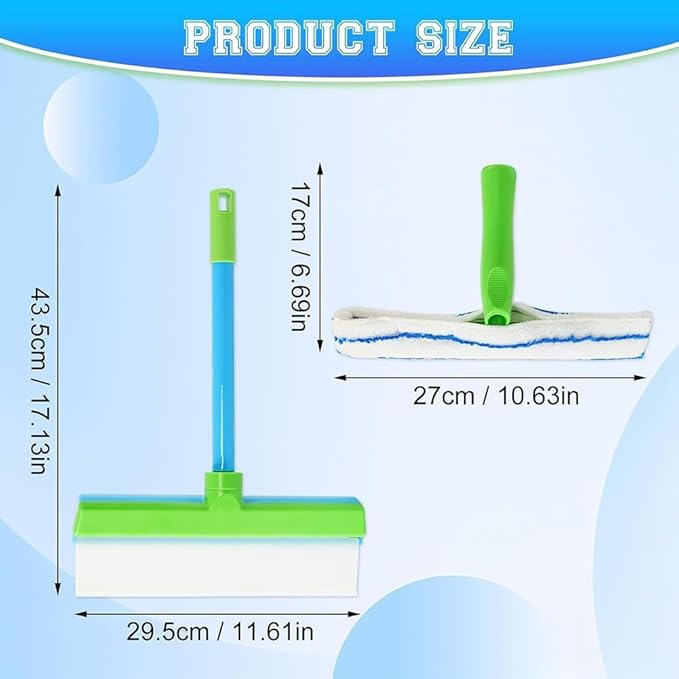 Aqua Blade 3-in-1 Window Cleaning Tool with Raznave Squeegee, Rotatable Rubber Blade, and Microfiber Scrubber – Streak-Free Glass and Mirror Cleaner