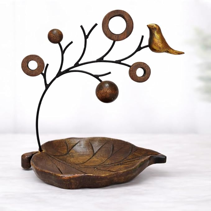 Decozen Jewelry Organizer Hanging Tree Stand - Necklace Holder Jewelry Organizer for Women with a Ring Dish Tray for Mother in Law, and Valentines Day Gifts for Her, 1-Piece