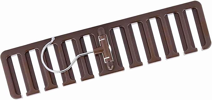 10 Slot Tie Belt Scarf Rack Organizer Sturdy Plastic Closet Wardrobe Space Saver Multifunctional Rotating Hanger for Ties Belts Scarves Accessories Black Brown Beige 30.5 x 7.3 x (Brown)