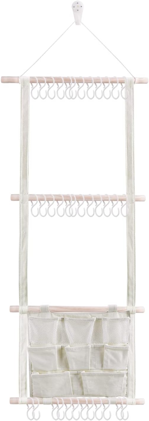 cherrboll Hair Bows Holder Headband Organizer for Girls, Hair Clips Hanger Storage with Hooks, Wall Hanging Decor for Nursery Room