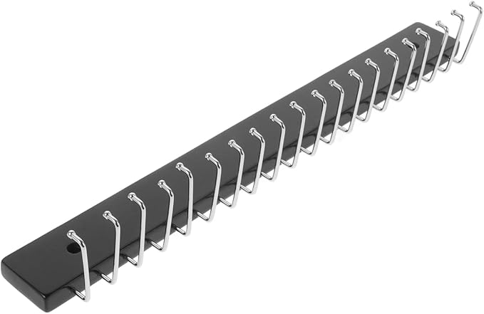 Amosfun Wall Mounted Tie and Belt Rack 14.37 Inch Organizer with Hooks for Scarves Accessories and Belt Storage Space-Saving Multifunctional Hanger for Home Closet