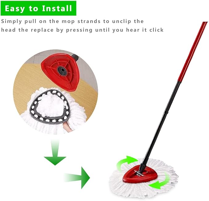 12PCS Mop Replacement Head,100% Microfiber Mop Refills Spin Mop Replacement Head,360 Micro Spin Cleaning Replacement Mop Heads for Easy House Cleaning Floor Mopping