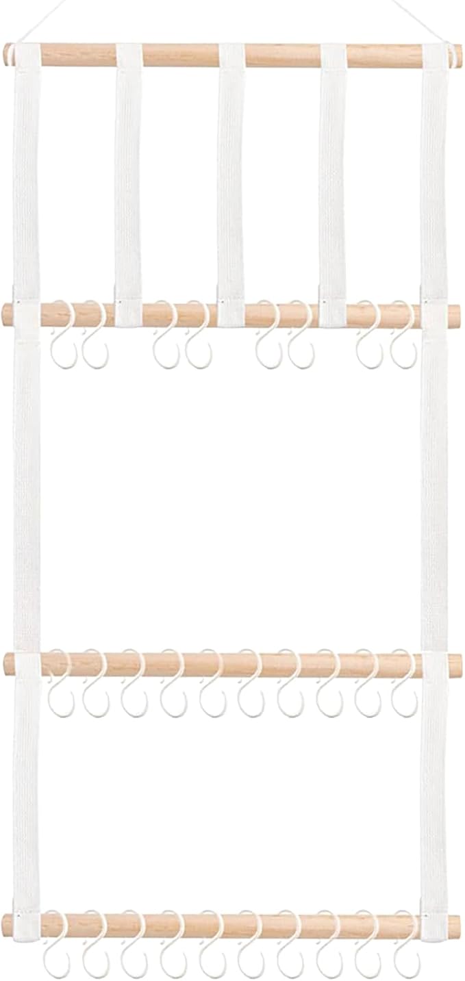 Hair Bow Organizer – Headband Storage Rack, Necklace Display Holder | 30 Hook Hanging Solution, Wall Mounted Accessory Organizer For Bedroom Kids Closet Playroom Nursery Decor