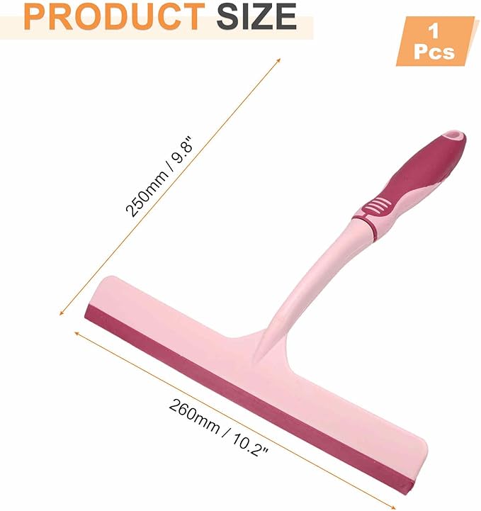 HARFINGTON Shower Squeegee 9.8 Inch Length Water Blade Cleaner Tool Household Mirror Squeegee with Hole for Windshield Window Cleaning Glass Door, Pink