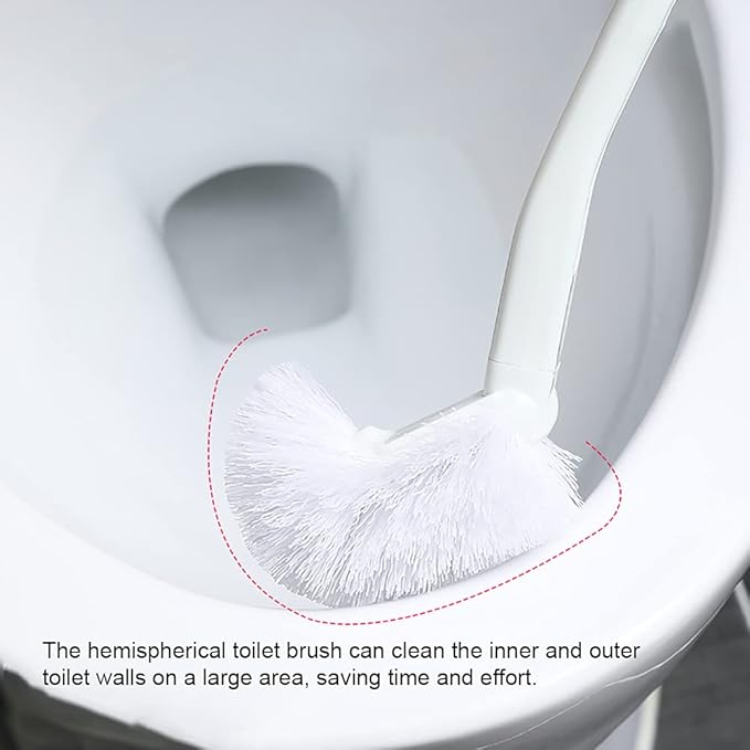Baffect Curved Toilet Brush Plastic Long Antislip Grip Handle Toilet Cleaning Brushes Strong Decontamination Hanging Portable Toilet Bowl Brush Bathroom Accessories
