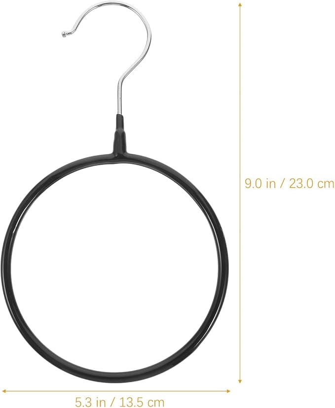 Uonlytech 10pcs Large Non-Slip Stainless Steel Ring Hangers Belt Organizer Scarf Holder Closet Clothing Rack for Tie Storage Black Coated Multi-Functional Accessories Organizer