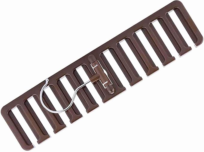 10 Slot Tie Belt Scarf Rack Organizer Sturdy Plastic Closet Wardrobe Space Saver Multifunctional Rotating Hanger for Ties Belts Scarves Accessories Black Brown Beige 30.5 x 7.3 x (Brown)