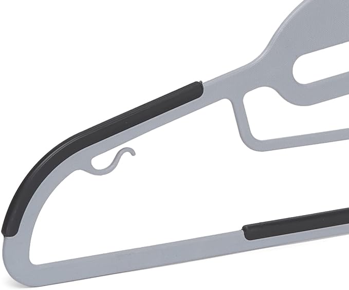 Amazon Basics Space Saving Non-Slip Rubber Coated Plastic Hangers with 360° Swivel Hook, Thin, Gray, Pack of 50