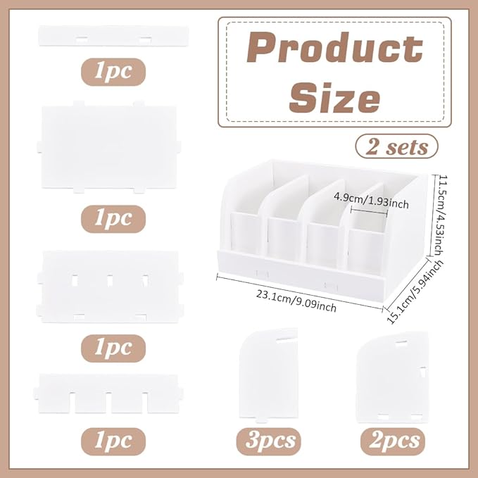 PH PandaHall 2 Pack Acrylic Belt Organizer, Belt Storage Holder with 4 Compartments White Belt Organizer Rack for Bedroom Closet and Drawer, Men and Women, Space-Saving Design