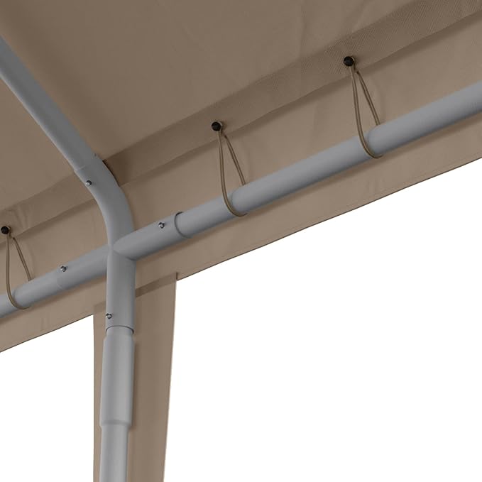 Carport Replacement Canopy Cover 10'x20' for Tent Top Garage Shelter Cover with Ball Bungees, 800D Oxford Replacement Cover Waterproof & UV Protection, Not Included Frame (Light Brown)