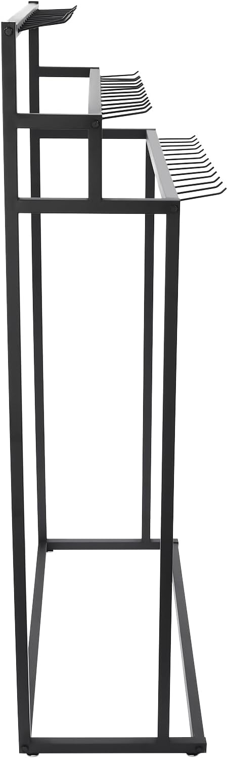 Belt Hanger, 3 Tier Freestanding Belt Display Rack with 39 Hooks, Tie Racks Belt Organizer Purse Hangers, Floor Mounted Retail Display for Belts, Ties, Scarves (Black)