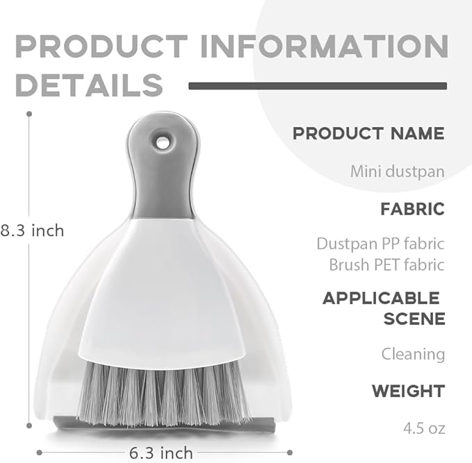Small Dust Pan and Brush Broom - Dust Pan and Brush Set, Small Dustpan and Brush Set, Hand Broom and Dustpan Set is Daily Clean Tool for Family. （Gray 2 Set）