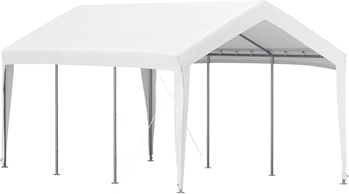 VEVOR Carport Replacement Canopy Cover, 10 x 20 ft, Ripstop Triple-Layer PE Fabric Garage Top Tarp Shelter Cover, UV Resistant Waterproof Car Cover Tent for Carports (Frame is not Included), White