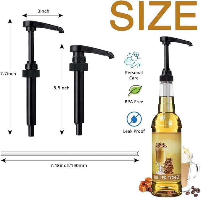 10 Packs Black Coffee Syrup Pump Dispenser, Compatible with 25.4 Oz/750ml Bottles, Great for Home & Coffee Bar Drinking Mixes, Tea, Beverage, Cocktails
