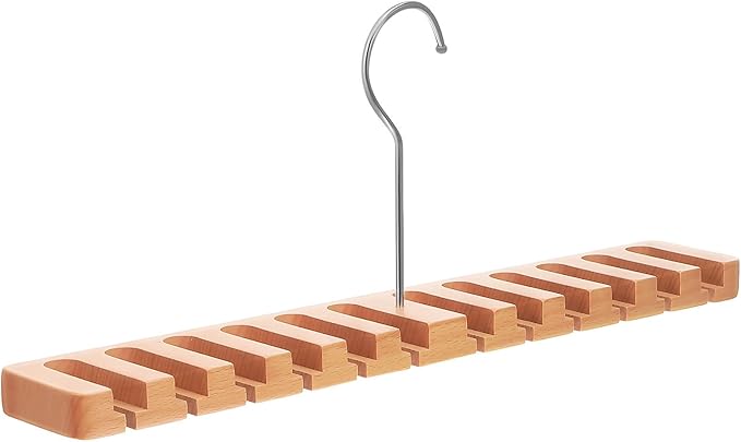 Wooden Belt Organizer Hanger with 12 Slots Belt Display Holder Closet Accessory Organizer Hanging Rack Storage