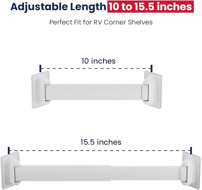 Safoner Adjustable RV Shower Corner Storage Bar- Durable Aluminum RV Corner Caddy for Shower Organization- Perfect for Travel Trailer, Camper Inside Storage and Organization- 2 Packs