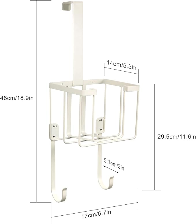 ORLESS Over The Door/Wall Mount Ironing Board Hanger, Laundry Room Iron and Ironing Caddy Board Storage Holder White