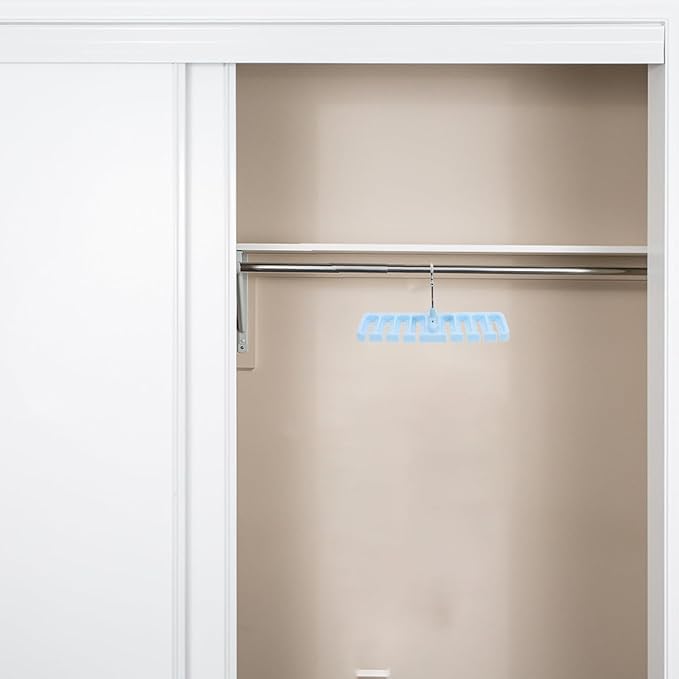 Veemoon Belt and Tie Hanger Rack for Closet Organizer, Small Sky Blue Multifunctional Belt Tie Scarf Holder with Hooks, Space-Saving Accessory Organizer for Wardrobe Storage
