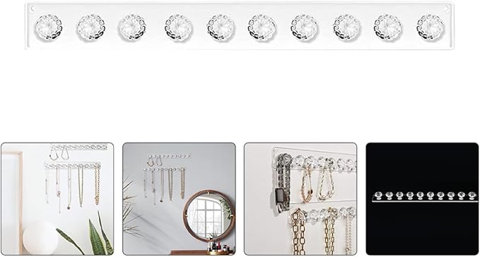Toyvian Acrylic Wall-mounted Jewelry Hook Necklace Holder Household Organizer for Necklaces and Accessories Storage