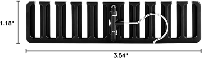 10 Slot Tie Belt Scarf Rack Organizer Sturdy Plastic Closet Wardrobe Space Saver Multifunctional Rotating Hanger for Ties Belts Scarves Accessories Black Brown Beige 30.5 x 7.3 x (Black)