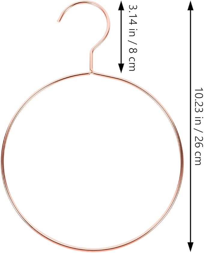Rose Gold Stainless Steel Belt and Scarf Hanger Rack, Round Tie Organizer Ring for Closet Storage, Wardrobe Accessory Organizer for Belts, Scarves, and Shawls