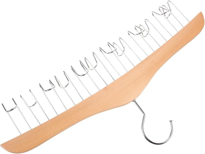 TIDTALEO Multi-Functional Belt Hanger and Scarf Hook, Solid Wood Round Hook, Non-Slip Accessory Organizer for Closet, Hat and Tie Storage Rack for Home Use