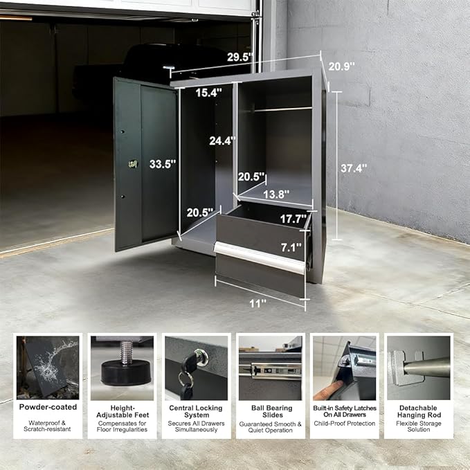 Ultimate Garage Storage System Set with Wooden Worktop for Tool Organization