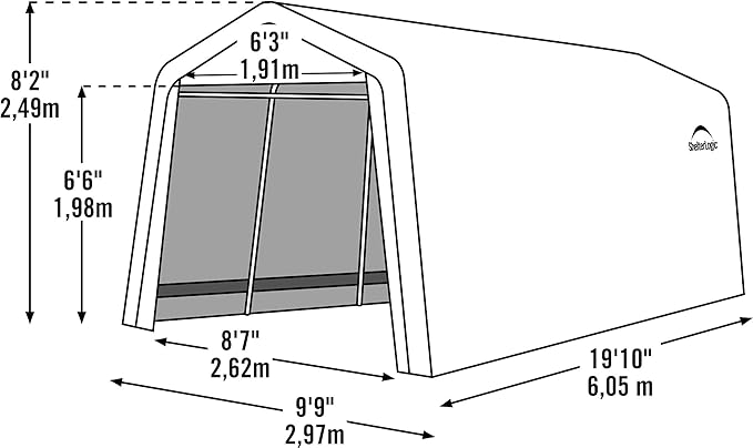 ShelterLogic Peak Style Roof Instant Garage Carport Car Canopy with Steel Frame and Waterproof UV-Treated Cover