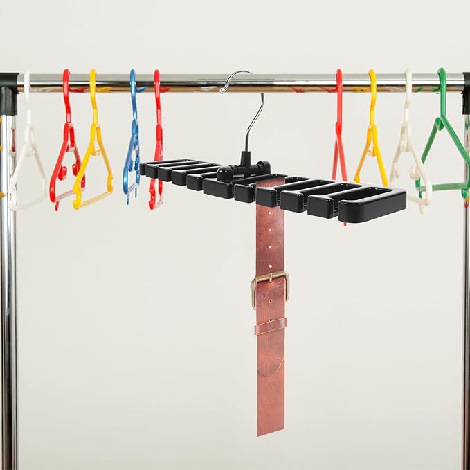 2pcs Multifunctional Belt Hanger and Tie Organizer Hooks, Black Closet Scarf Rack for Wardrobe Storage and Belt Tie Hanging, Space-Saving Accessory Organizer for Home Use