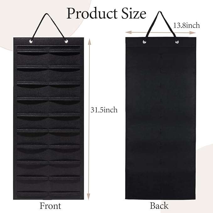 Hanging Hair Claw Clips Organizer, 31.4 x 12 inch Hair Clip Organizer for Women for Closet and Wall Option for Fashion Lovers and Home Organizers (Black)