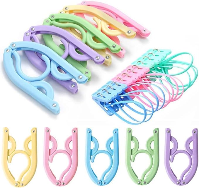 20 PCS Travel Hangers with 12 Pcs Clips - Cruise Ship Essentials Portable Folding Clothes Hangers Travel Essentials Foldable Clothes Drying Rack for Travel