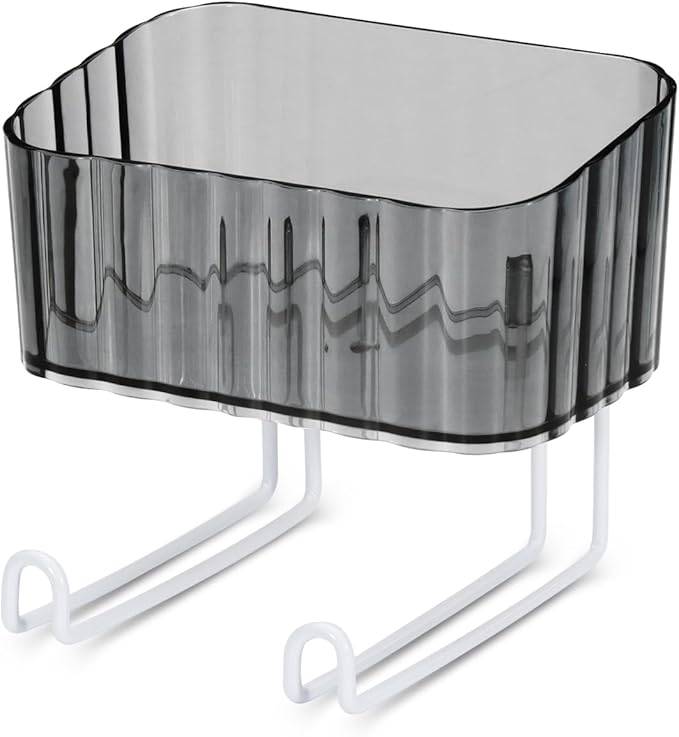 Wall Mount Headband Holder Hair Accessories Organizer, Self Adhesive Scrunchie Holder with Clear Acrylic Caddy for Bows, Ties, Clips, Pins, Claw Clip,Clear Grey