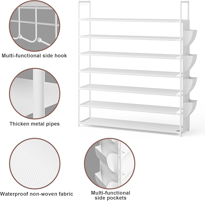 OYREL Shoe Rack 7 Tier Shoe Organizer Shoe Storage 28-35Pairs Shoe Rack for Closet Shoe Rack Organizer Entryway Shoe Holder Space Saving Shoe Shelf Shoe Stand Large Tall Shoe Tower Garage