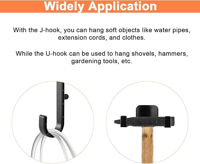 6 Packs Storage Shed Hooks Compatible with Suncast/Craftsman Shed, U-Shape and J-Shape Storage Shed Shelves Accessories for Organizing Tool, Ladders, Bulk Items