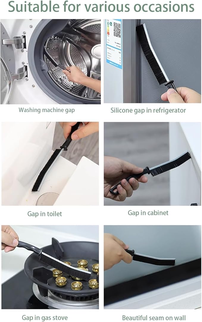 4-Piece Black Multi-Function Crevice Cleaning Brush Household Hard Bristle Narrow Brush Head Crevice Cleaning Tool