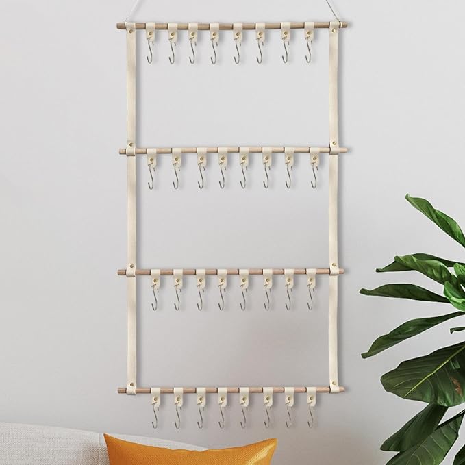 HouseVibe Headband Storage Clip Organizer for Hair Accessories and Bows, Hair Claw Clip Holder, Wall Mounted or Drawer Organizer for Barrettes, Scrunchies, Jewelry- Beige